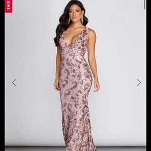 Formal Sequin Mauve Paisley Dress